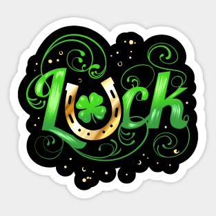 Green Golden Luck Logo With Horseshoe For St Patricks Day Sticker